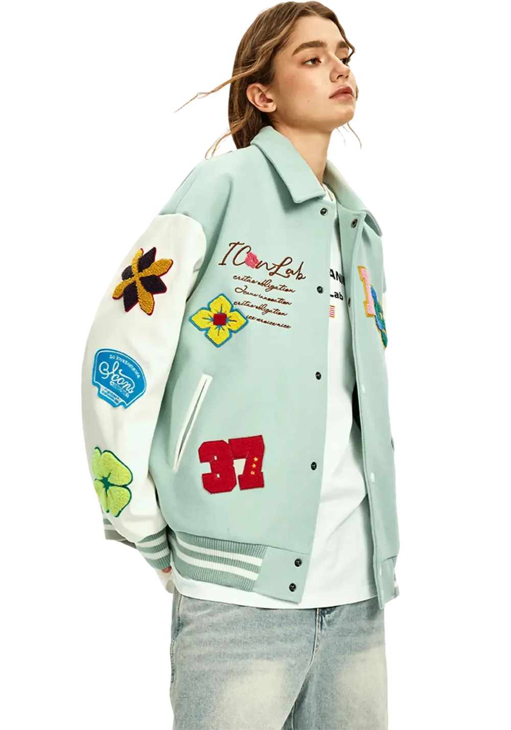 Flash Sale丨Flower Contrast Lapel Baseball Jersey(US Only)