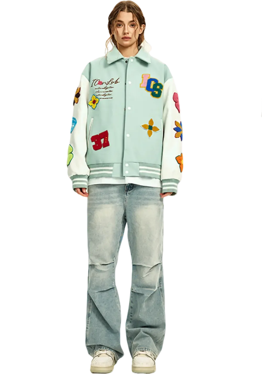 Flash Sale丨Flower Contrast Lapel Baseball Jersey(US Only)