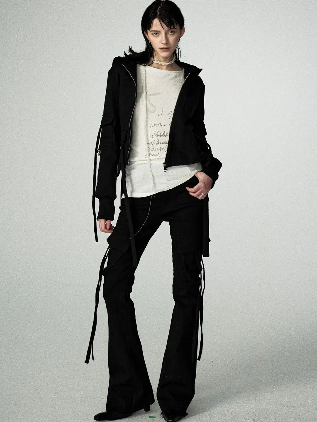 Razorr | Lace-Up Multi-Pocket Flared Jeans