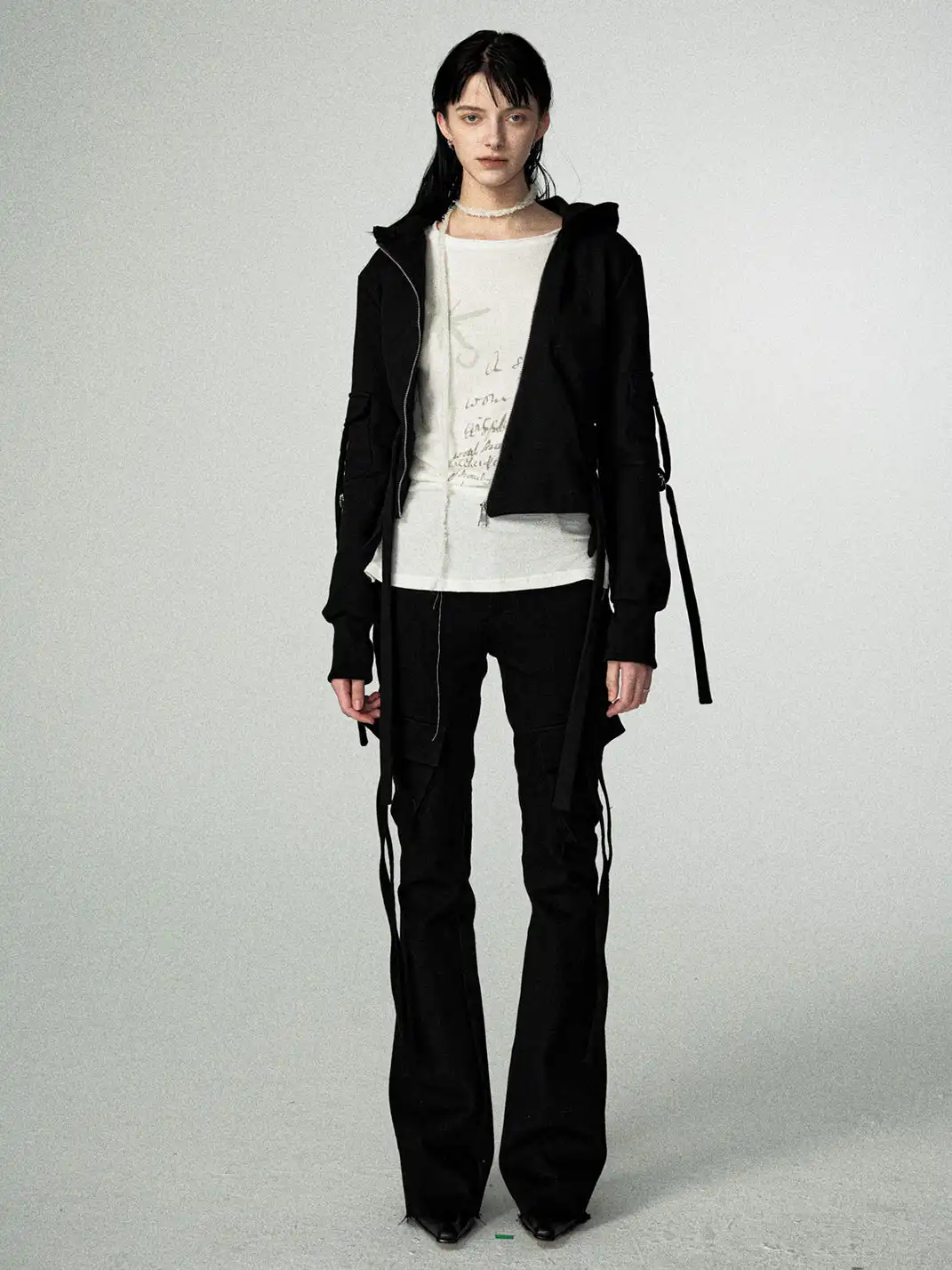 Razorr | Lace-Up Multi-Pocket Flared Jeans