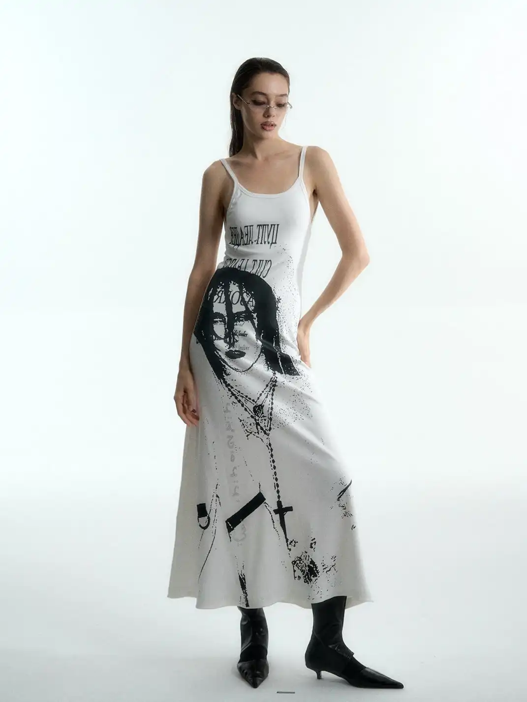 Razorr | Printed Rhinestone Sleeveless Camisole Dress