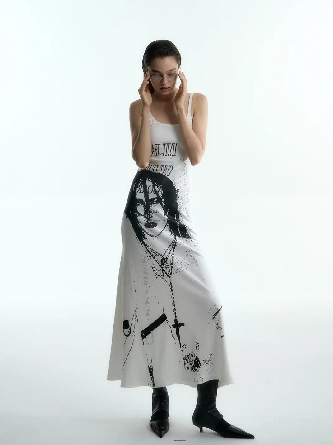 Razorr | Printed Rhinestone Sleeveless Camisole Dress
