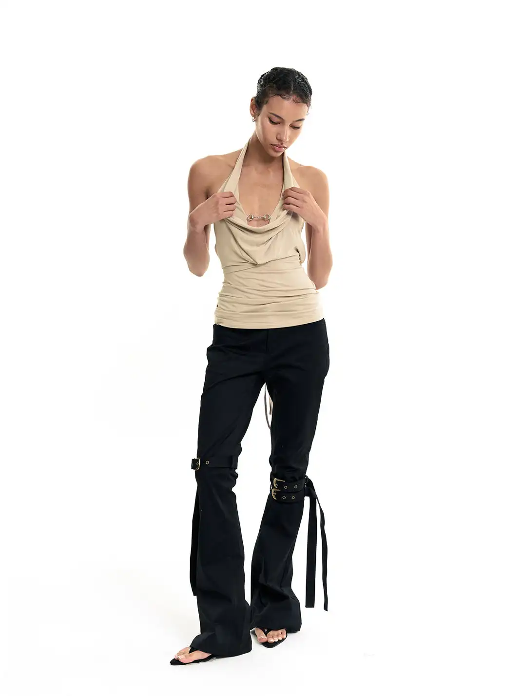 Razorr | Adjustable Asymmetrical Flared Pants With Laces