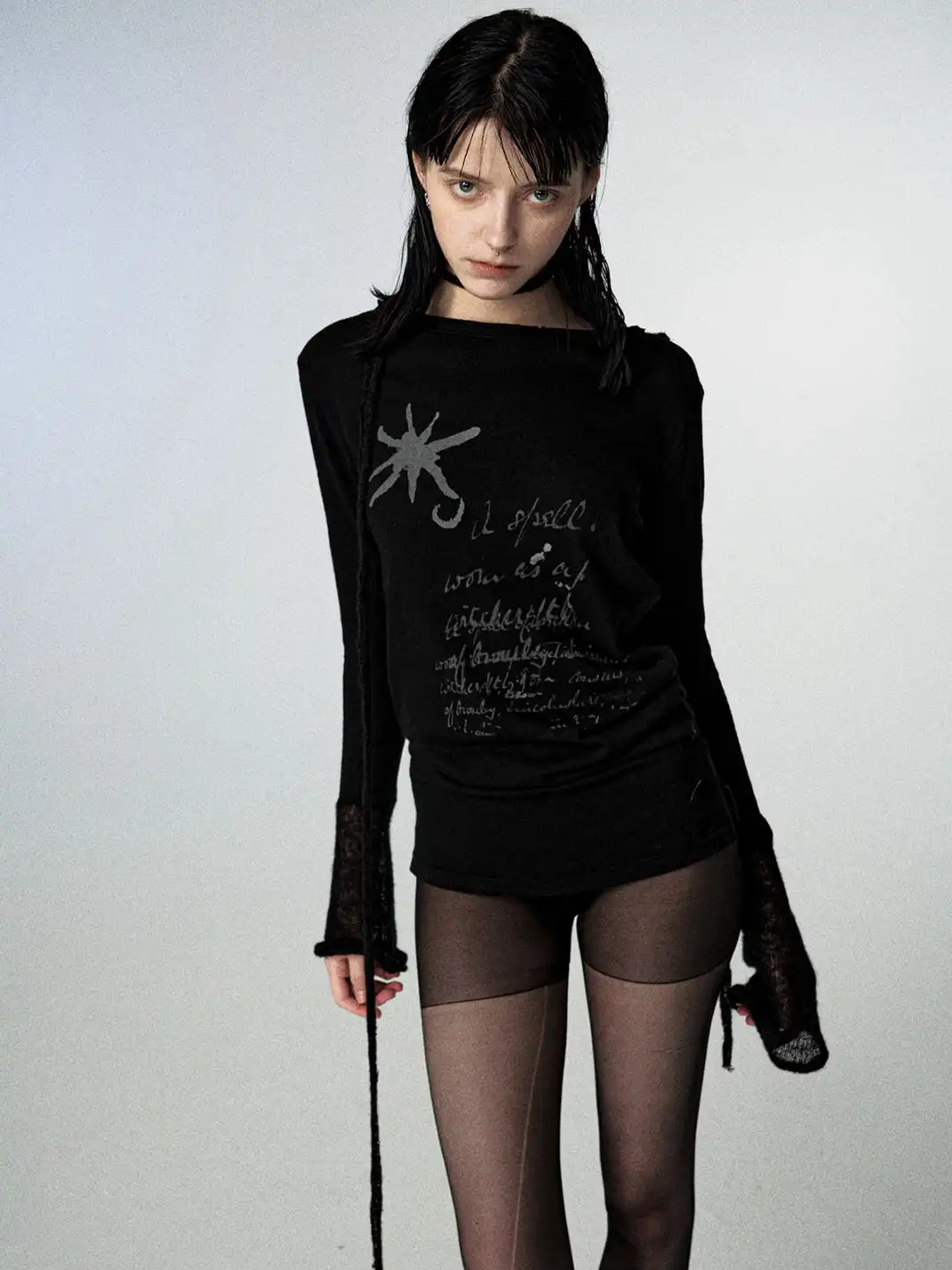 Razorr | Star Print Patchwork Hollow-Out Blouse