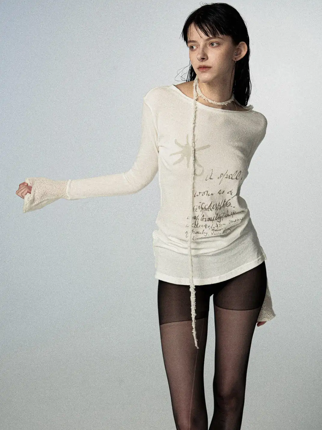 Razorr | Star Print Patchwork Hollow-Out Blouse