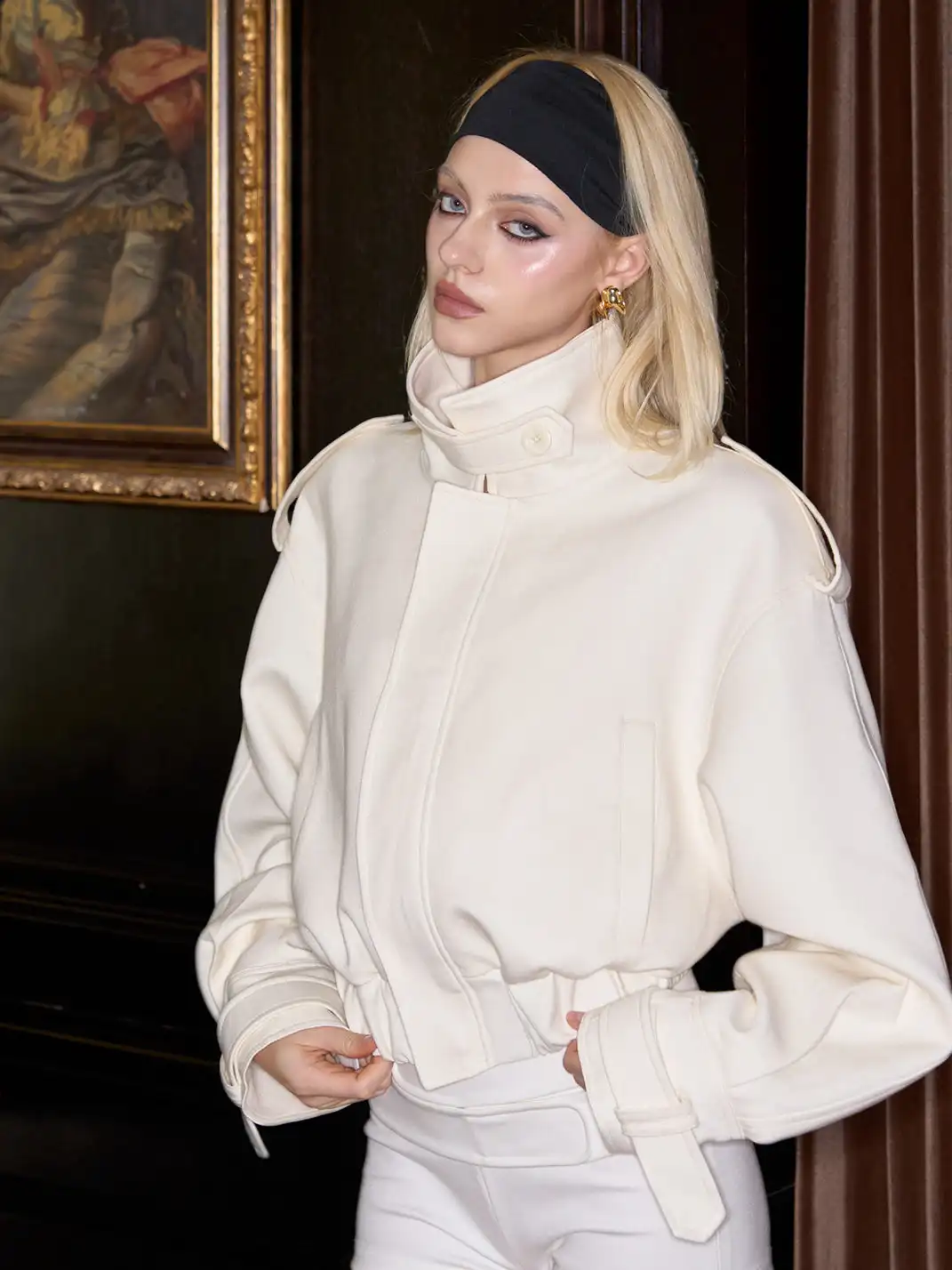 Razorr | Wool Blend Turtleneck Short Coat