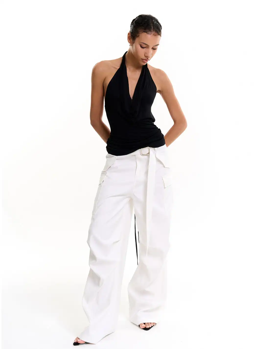 Razorr | Detachable Belt Floor-Length Casual Trousers