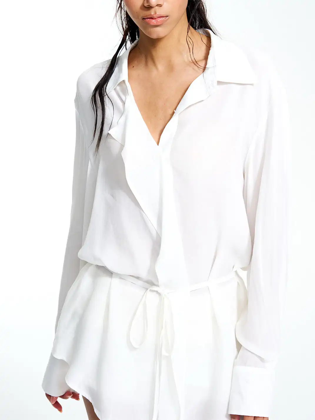 Razorr | Tencel Belted Long Shirt