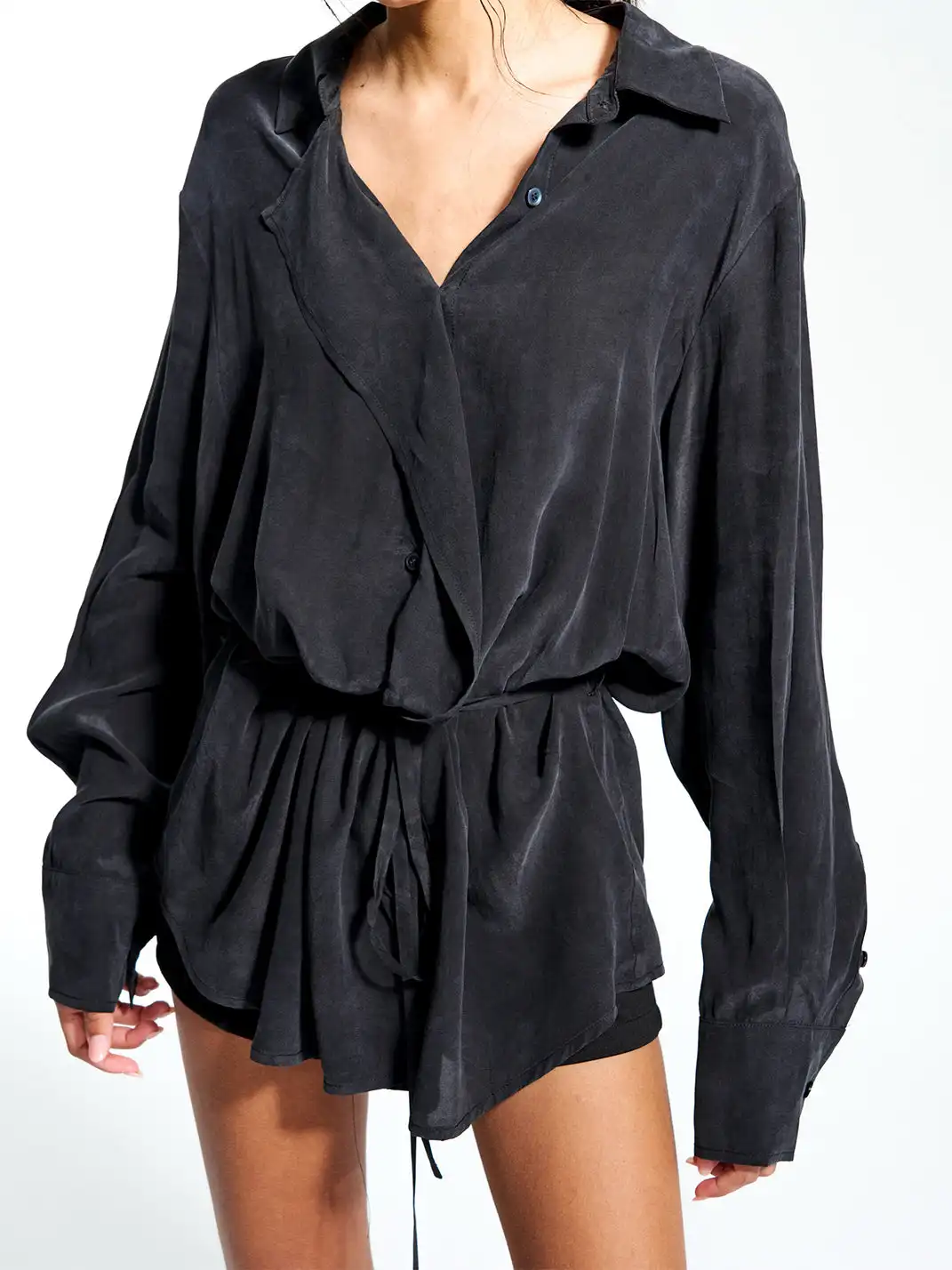 Razorr | Tencel Belted Long Shirt