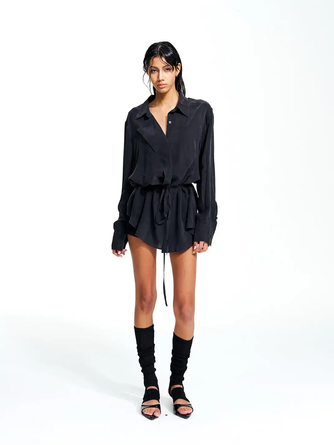 Razorr | Tencel Belted Long Shirt