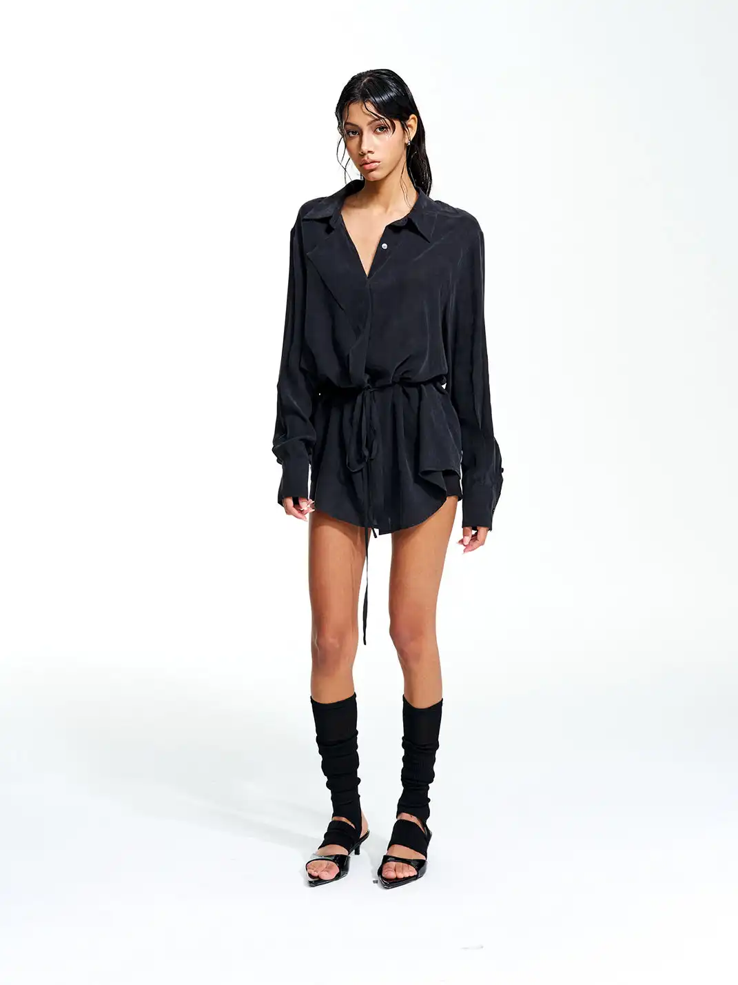 Razorr | Tencel Belted Long Shirt