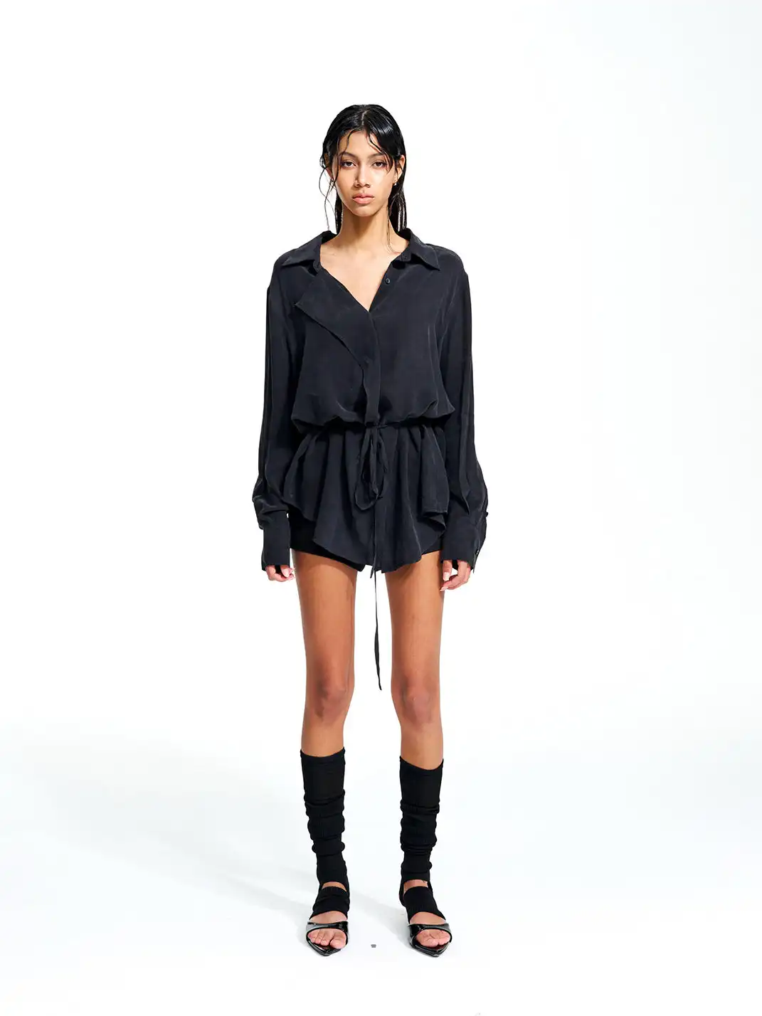 Razorr | Tencel Belted Long Shirt