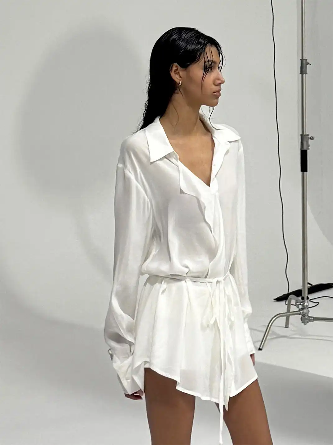 Razorr | Tencel Belted Long Shirt