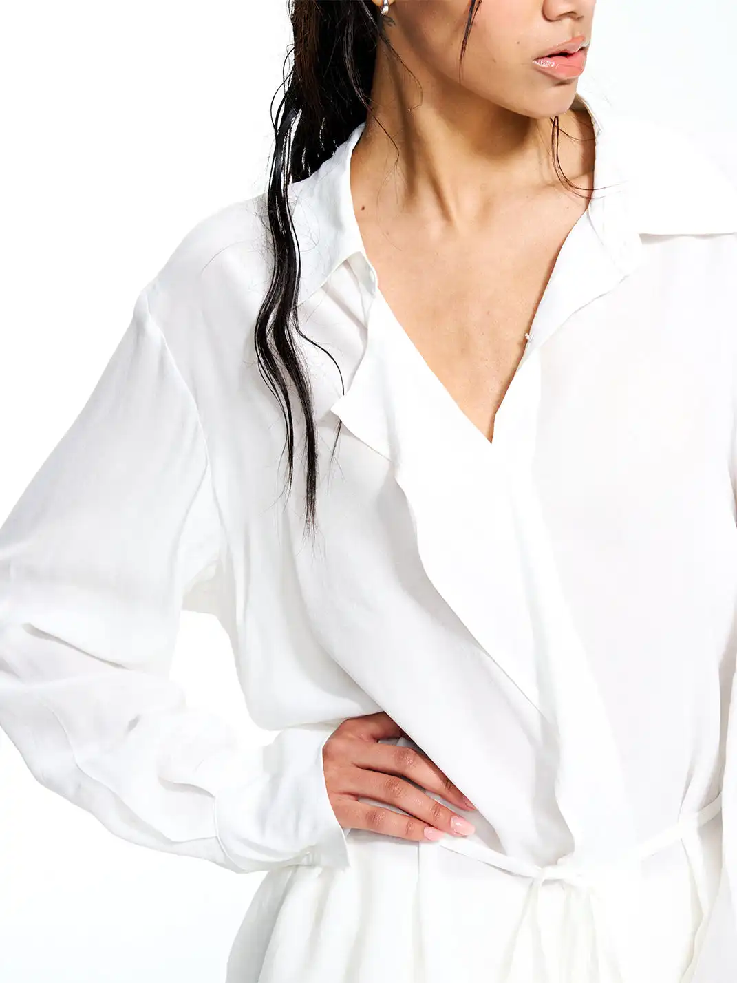 Razorr | Tencel Belted Long Shirt
