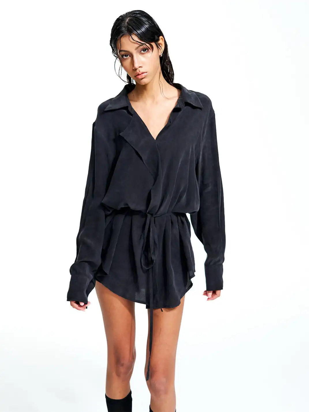 Razorr | Tencel Belted Long Shirt