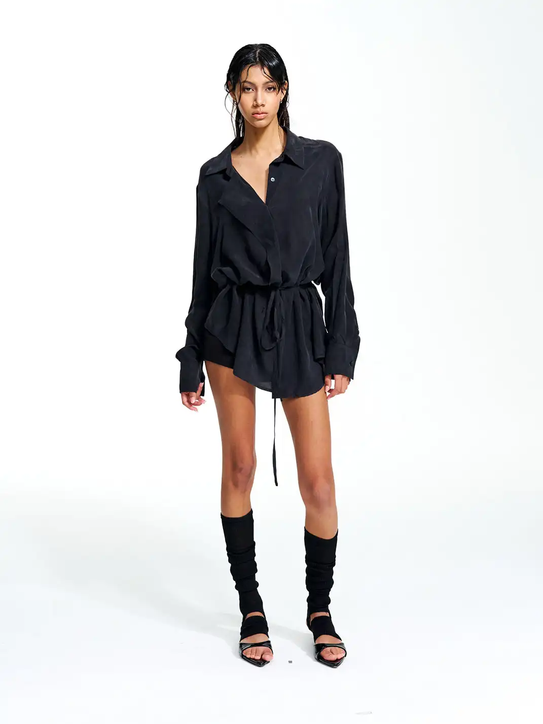 Razorr | Tencel Belted Long Shirt