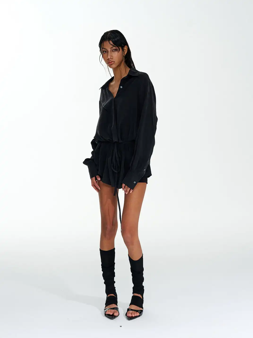 Razorr | Tencel Belted Long Shirt