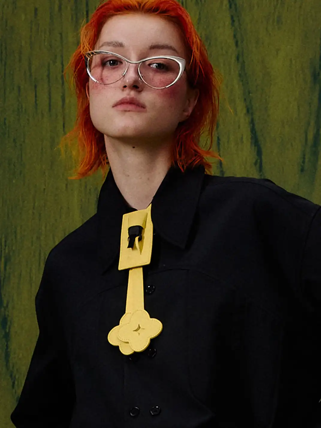 STAFFONLY | Four-Pointed Star Petal Embossed Logo Tie
