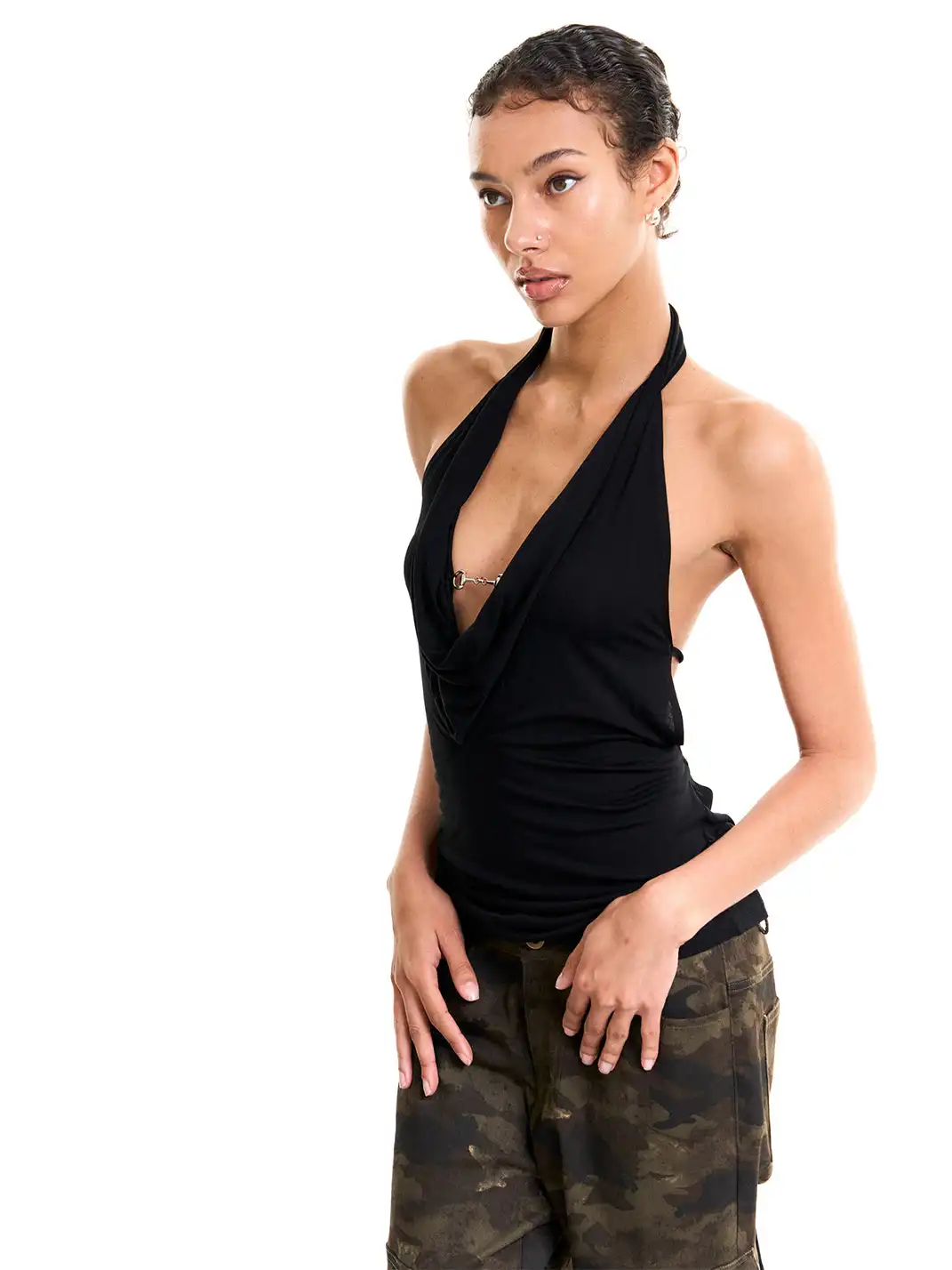 Razorr | Deep V-Neck Backless Halter Top