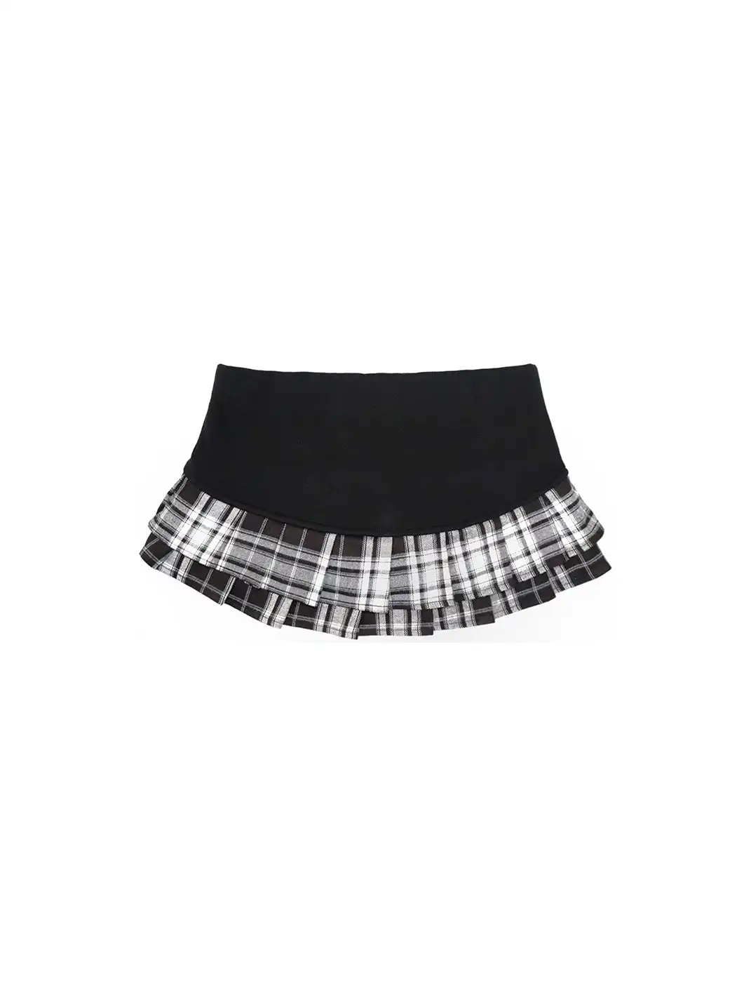 ONNASENSHI | Double-Layered Pleated Plaid Mini Skirt