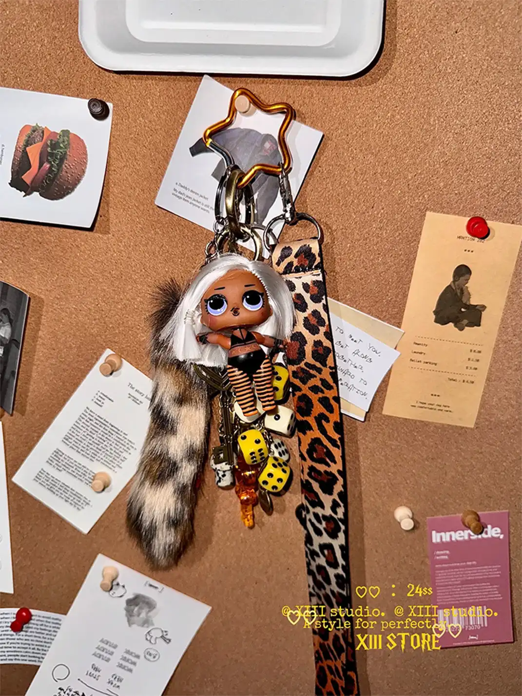 XIII STORE | Punk Barbie Leopard Print Sweater Pendants