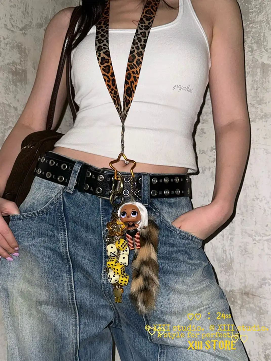 XIII STORE | Punk Barbie Leopard Print Sweater Pendants