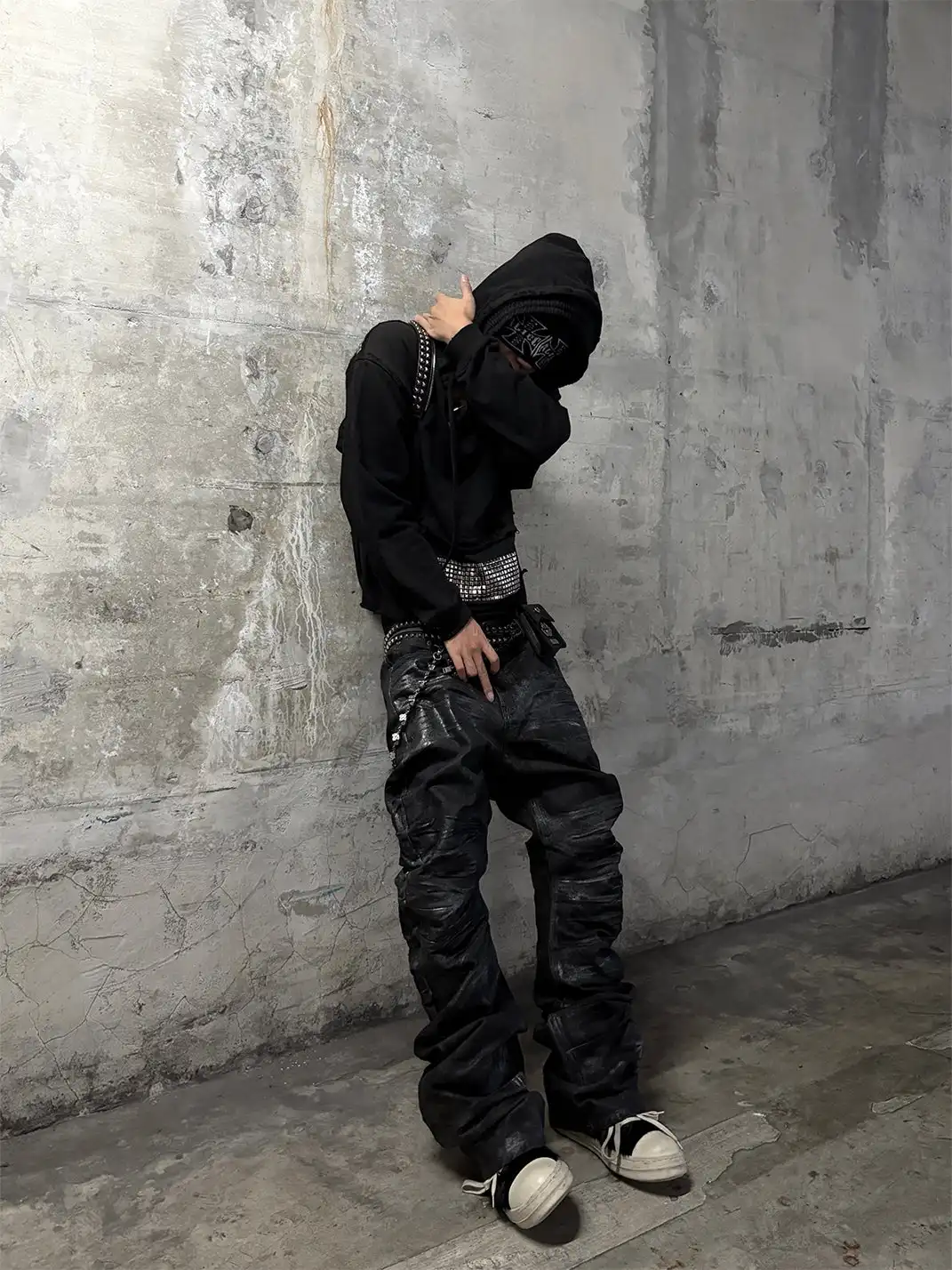 GOJOYJINNI | Bamboo-Patterned Cat Whisker Jeans