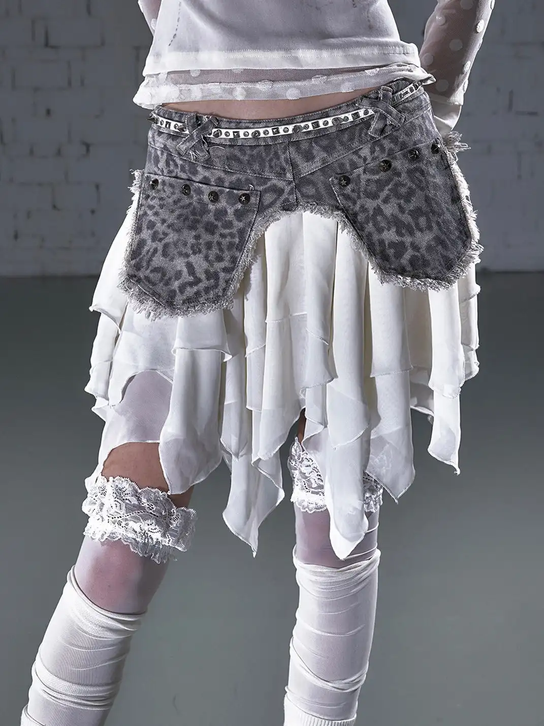 NO ROMANCE | Chiffon Patchwork Irregular Short Skirt