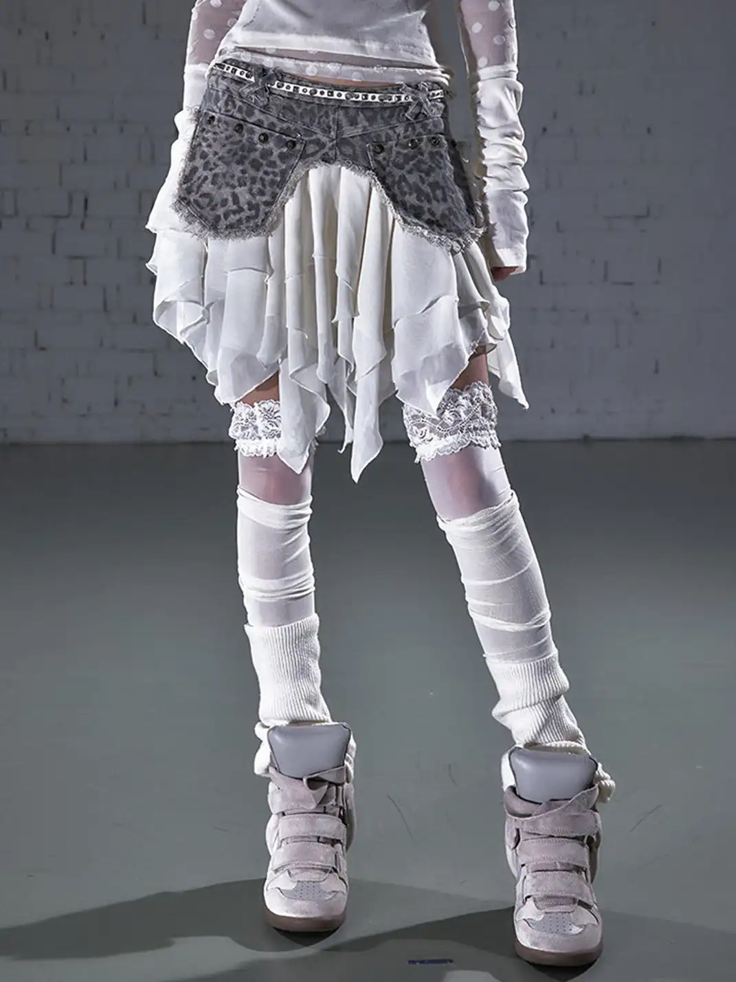 NO ROMANCE | Chiffon Patchwork Irregular Short Skirt