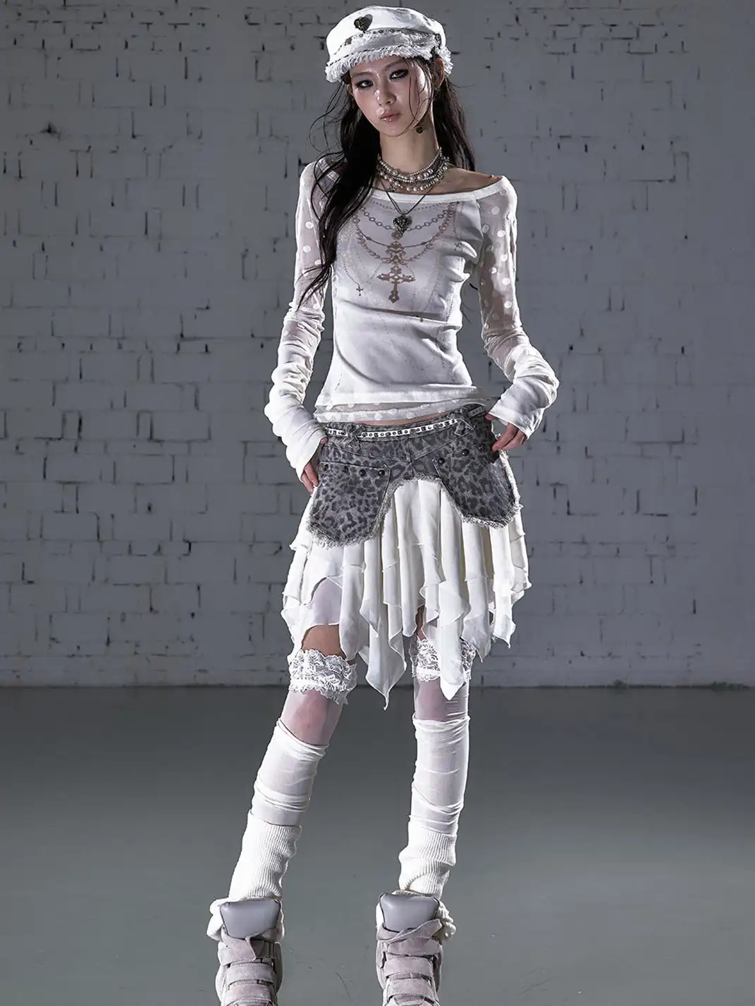 NO ROMANCE | Chiffon Patchwork Irregular Short Skirt