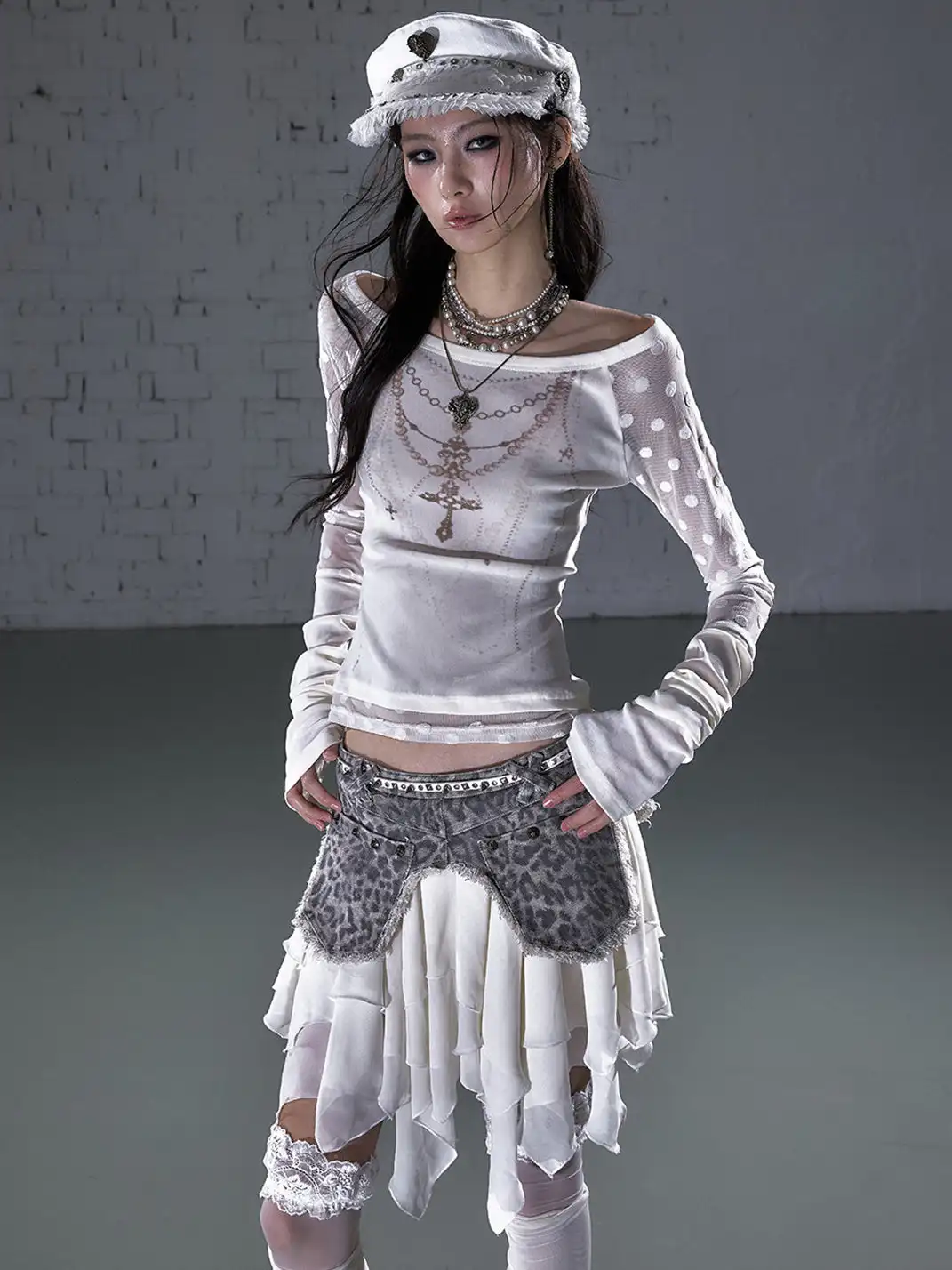 NO ROMANCE | Chiffon Patchwork Irregular Short Skirt