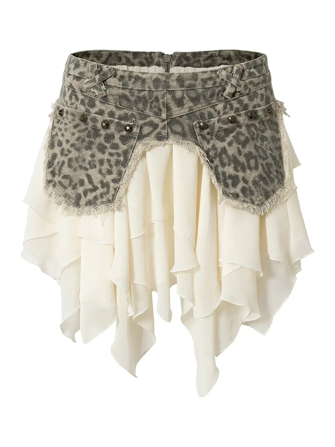 NO ROMANCE | Chiffon Patchwork Irregular Short Skirt