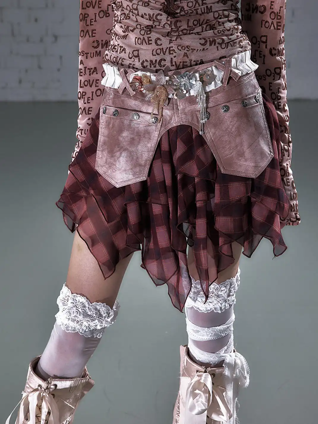 NO ROMANCE | Chiffon Patchwork Irregular Short Skirt