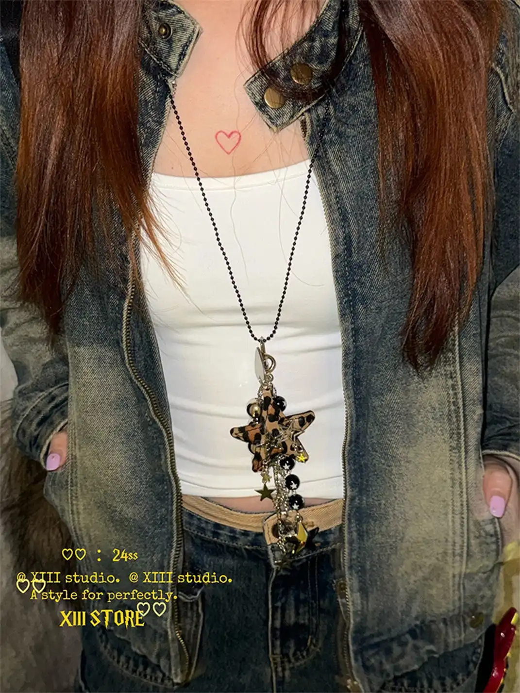 XIII STORE | Leopard Print Star Beaded Multi-Functional Pendant