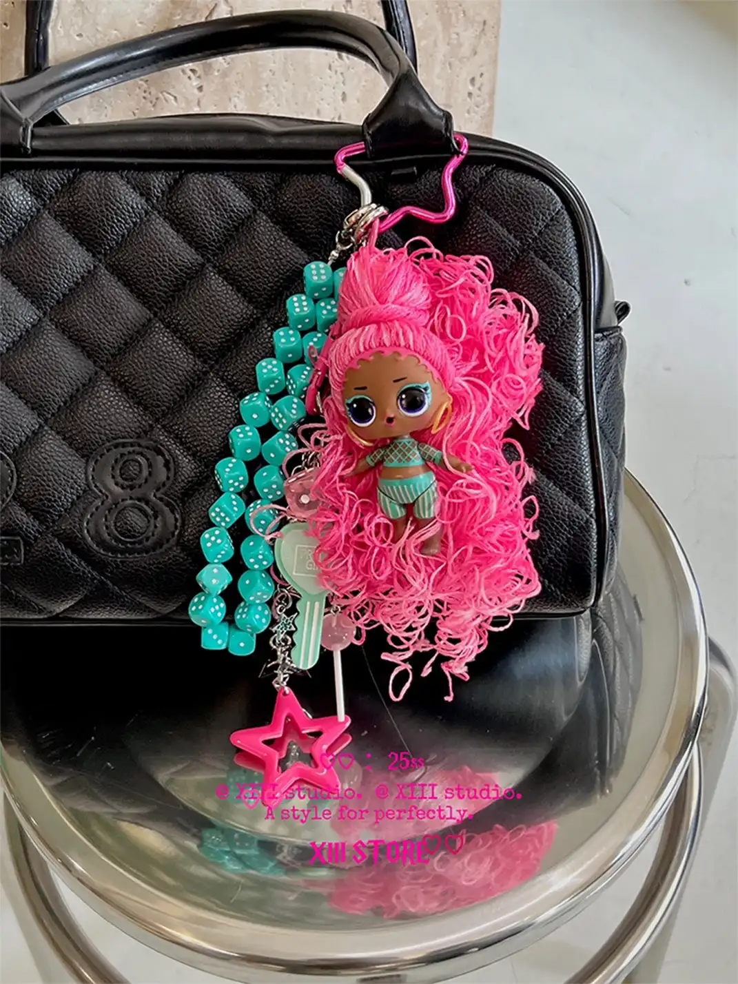 XIII STORE | Pink-Haired Black-Skinned Doll Keychain
