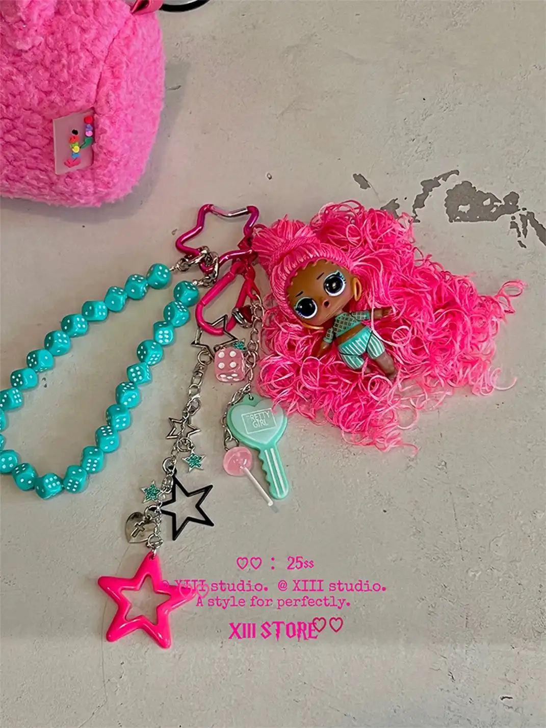 XIII STORE | Pink-Haired Black-Skinned Doll Keychain