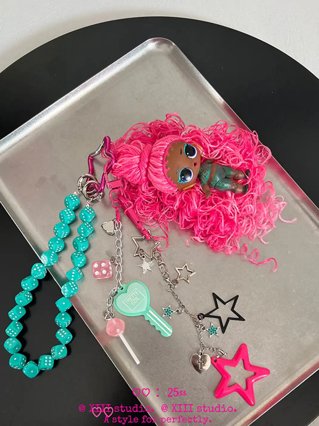 XIII STORE | Pink-Haired Black-Skinned Doll Keychain