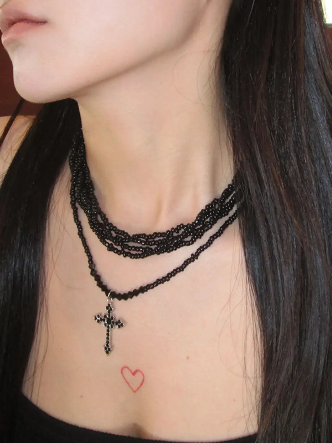 XIII STORE | Multi-Layered Beaded Cross Necklace