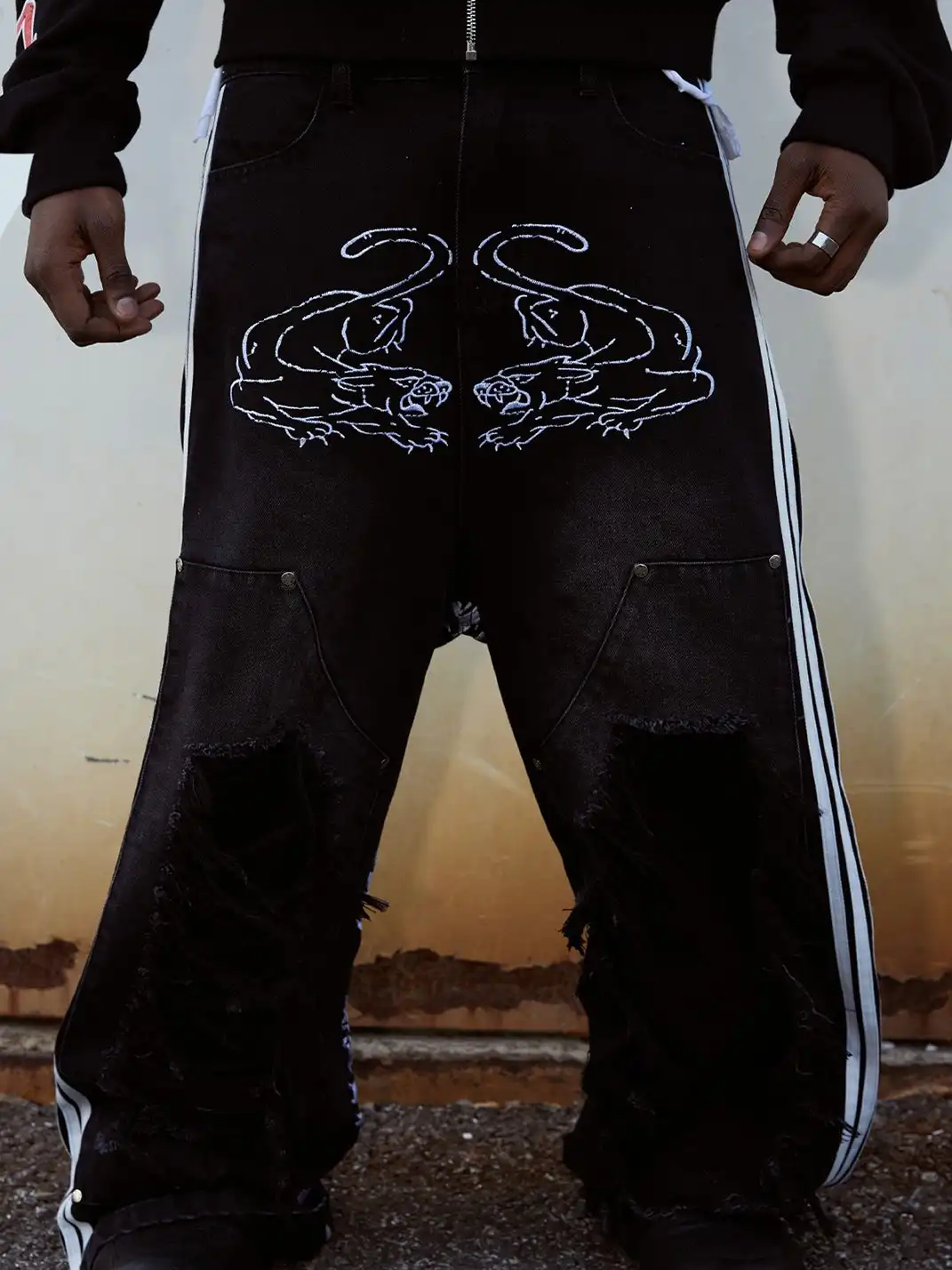 Vinkid | "Double Tiger Whiskers" Wide-Leg Pants