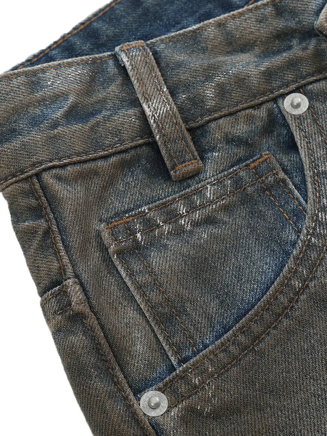 noEmosen | Silver-Plated Batik Slanted Placket Jeans