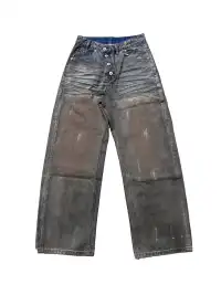 noEmosen | Silver-Plated Batik Slanted Placket Jeans