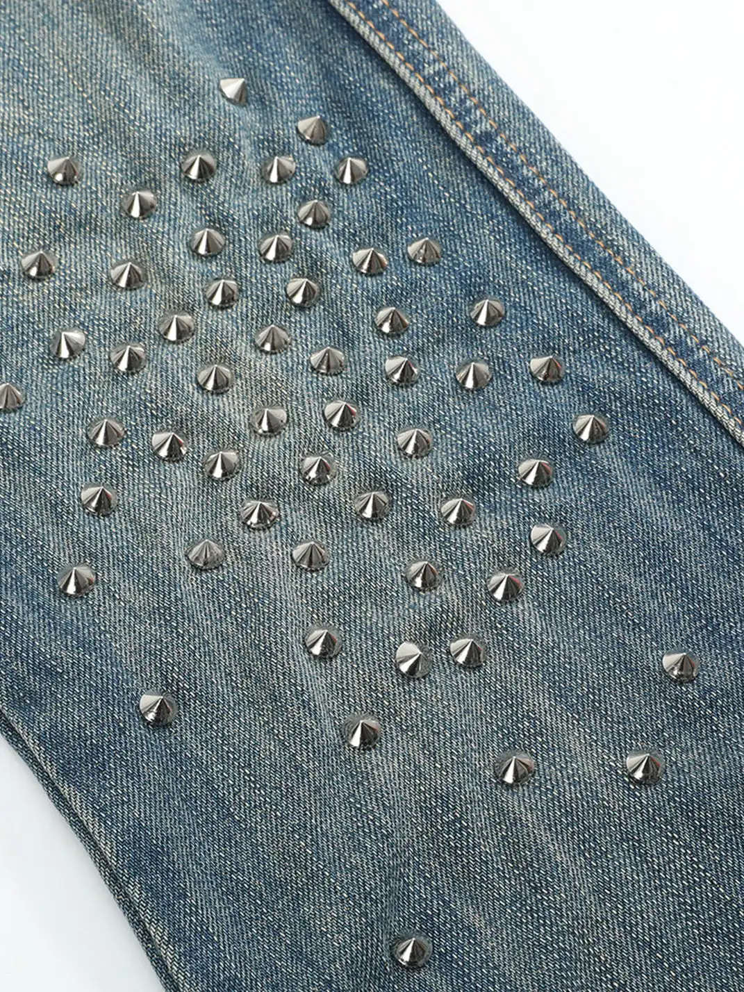 noEmosen | Spiked Rivet Knee Flare Jeans