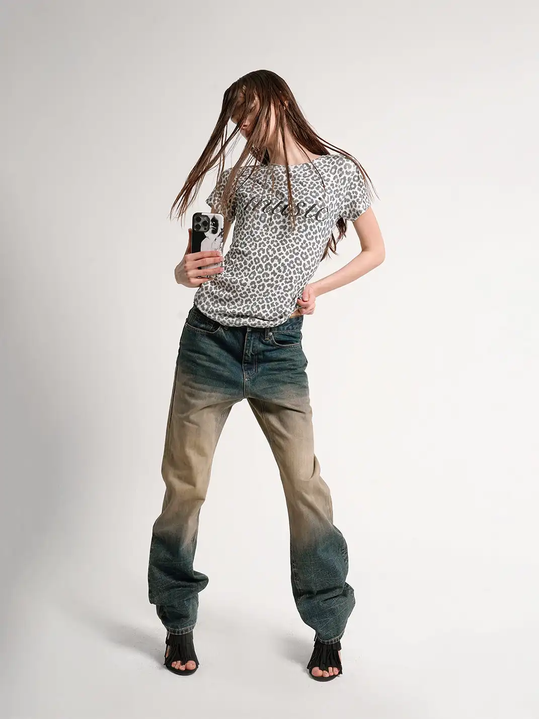 noEmosen | Gradient Mud-Dyed Flared Jeans