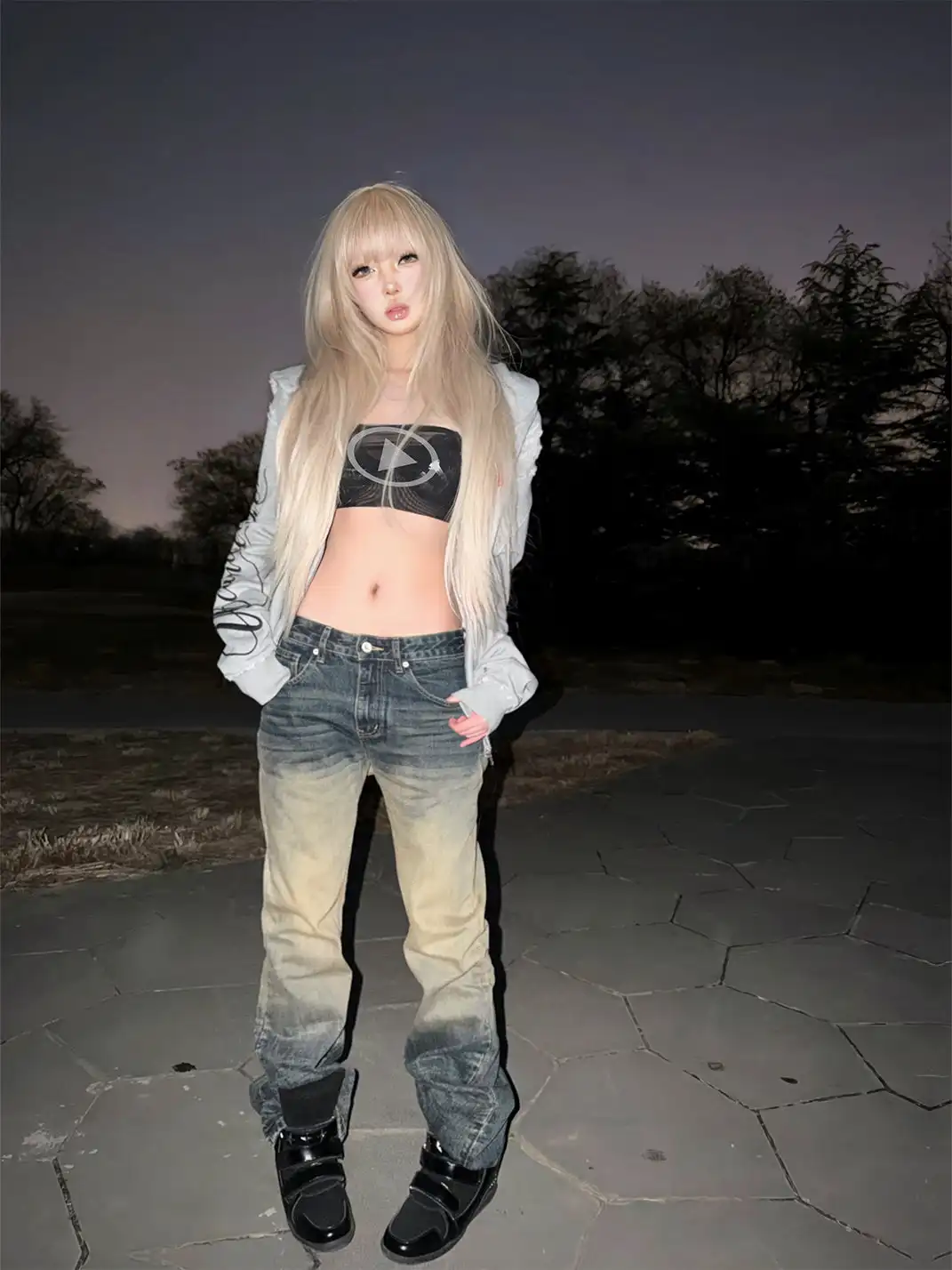 noEmosen | Gradient Mud-Dyed Flared Jeans