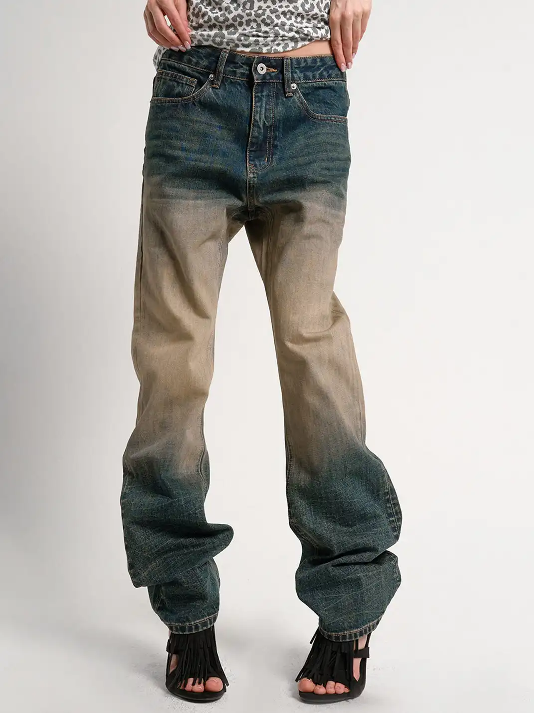 noEmosen | Gradient Mud-Dyed Flared Jeans