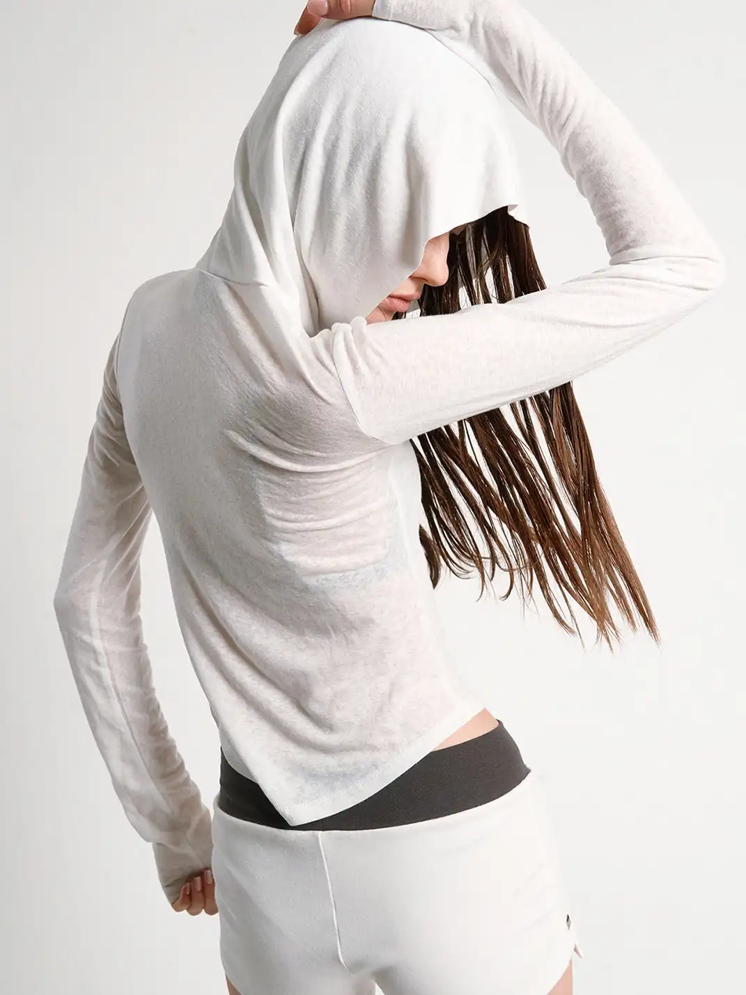 noEmosen | Totem Print Rhinestone Hooded Long-Sleeved Top