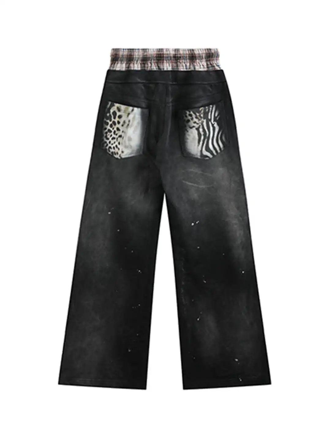 noEmosen | Ink-Splatter Double-Waistband Wide-Leg Sweatpants