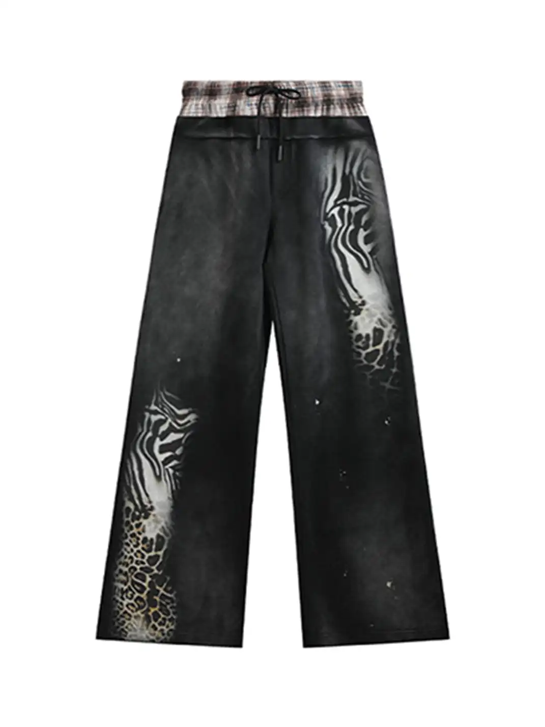 noEmosen | Ink-Splatter Double-Waistband Wide-Leg Sweatpants