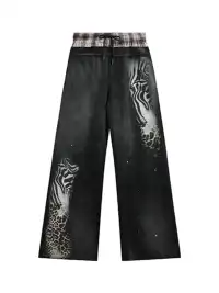 noEmosen | Ink-Splatter Double-Waistband Wide-Leg Sweatpants