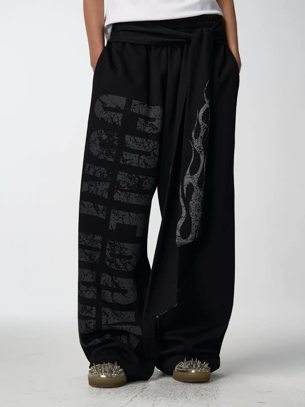 noEmosen | Slogan Ribbon Straight-Leg Sweatpants